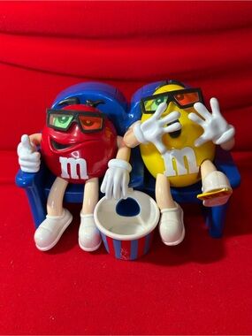 M&M'S Red and Yellow Characters on Blue Couch vintage